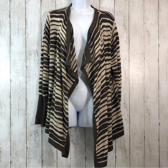 CJ Banks Stripe Waterfall Front Cardigan 0X - Picture 1 of 7